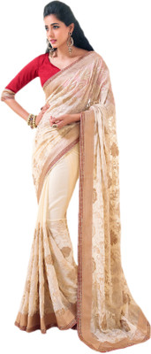 

Vishal Printed Fashion Georgette Saree(Beige), Cream