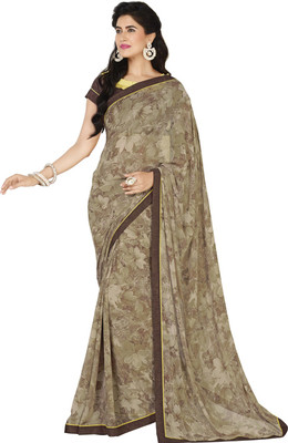 Parisha Printed Daily Wear Georgette Saree(Green), Olive
