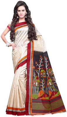 

Anushree Saree Self Design Bhagalpuri Khadi Saree(Multicolor), Cream