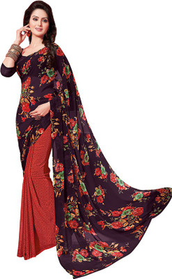 

PSHOPEE Floral Print Fashion Chiffon Saree(Brown)
