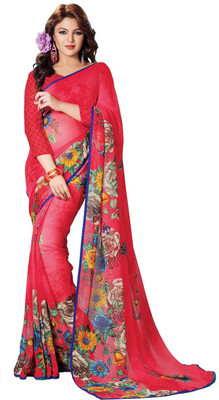 

Saara Printed Fashion Georgette Saree(Red, Pink)