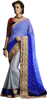 

Desi Butik Self Design Fashion Georgette Saree(Blue)