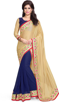 

Sourbh Sarees Embroidered Fashion Lycra, Georgette Saree(Pack of 2, Beige, Dark Blue, Beige;navy blue