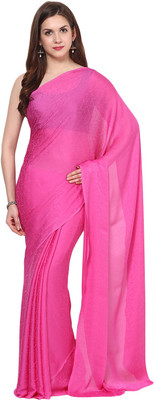 

Aksara Self Design Daily Wear Crepe Saree(Pink)