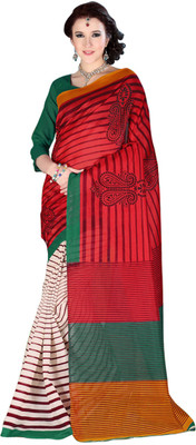 

Khushali Self Design, Printed Fashion Art Silk Saree(White, Multicolor), Multi;off-white;red