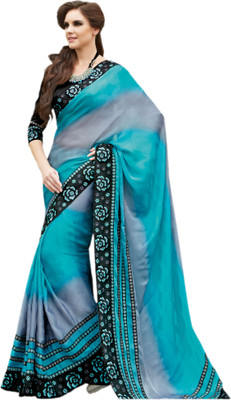 

Vishal Printed Fashion Satin Saree(Black, Blue), Green;blue