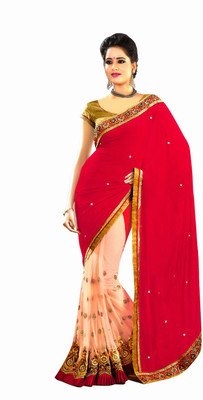 

Party Wear Dresses Embroidered Fashion Georgette Saree(Red)