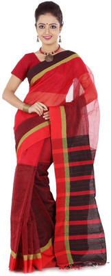

Hawai Self Design Tant Cotton Saree(Black, Red)