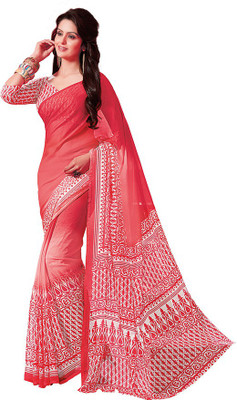 

PSHOPEE Floral Print Fashion Chiffon Saree(Red)