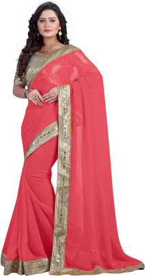 

Chirag Sarees Embellished Fashion Georgette Saree(Pink), Peach