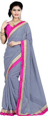 

Indian Wear Online Solid Fashion Chiffon Saree(Grey)