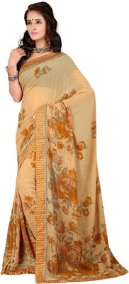 

Khoobee Self Design, Printed Fashion Chiffon Saree(Beige, Multicolor)