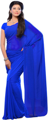 

JTInternational Solid Fashion Jacquard Saree(Blue)