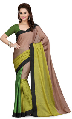 

Ishin Solid Fashion Poly Silk Saree(Multicolor)