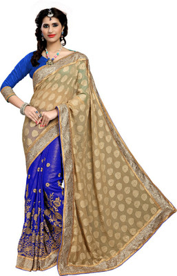 

Aasvaa Embroidered Fashion Jacquard Saree(Blue)