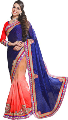 

Jiya Self Design, Embellished, Embroidered Fashion Jacquard Saree(Red, Beige, Blue), Beige;blue;red