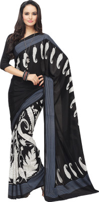 

Kanheyas Printed Fashion Handloom Chiffon Saree(Black), Multicolor