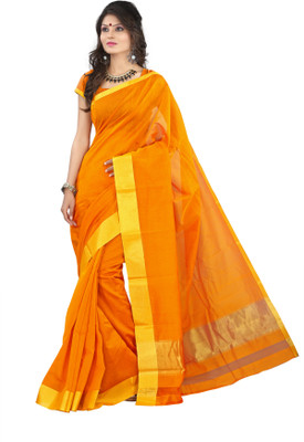 

Mimosa Woven Kanjivaram Handloom Cotton Saree(Gold)