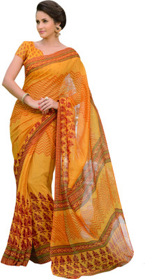 

Jiya Self Design, Printed Fashion Polycotton Saree(Yellow, Red), Red;yellow