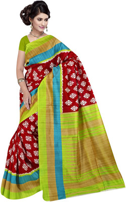

Manthan Printed Daily Wear Art Silk Saree(Red, Green)