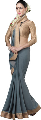 

Lovelylook Embroidered Fashion Georgette Saree(Grey), Gray