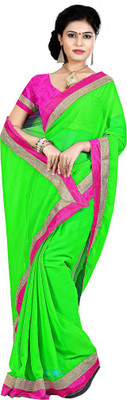 

Party Wear Dresses Plain Fashion Chiffon Saree(Green)