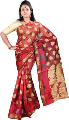

Anushree Saree Printed Fashion Chanderi Saree(Multicolor), Maroon