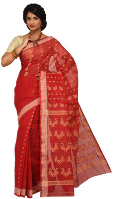 

Sangam Kolkata Embellished Fashion Handloom Cotton Saree(Red)