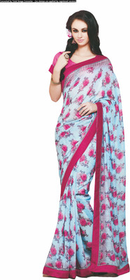 

Jiya Self Design, Printed Fashion Art Silk, Cotton Saree(Light Blue, Magenta)