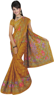 

Desi Butik Printed Patola Jacquard Saree(Yellow), Mustard