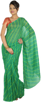 

Jaipur Kurti Printed Bandhej Georgette Saree(Green), Sea green