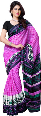 

JTInternational Checkered, Printed Chanderi Handloom Jacquard Saree(Multicolor)