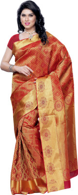 

Mimosa Printed Kanjivaram Handloom Art Silk Saree(Red)