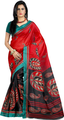 

Anushree Saree Printed Bhagalpuri Khadi Saree(Multicolor), Red