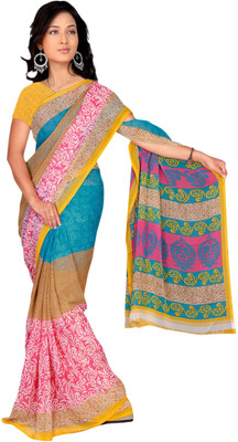 Parisha Self Design, Printed Fashion Chiffon Saree(Pink, Multicolor), Multicolor;pink