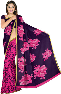 Lovelylook Printed Daily Wear Georgette Saree(Purple, Pink)