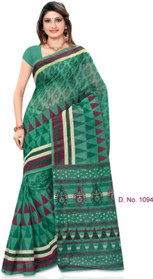 

Indianbeauty Striped, Printed Fashion Cotton Saree(Green)