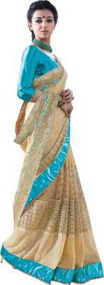 

Chirag Sarees Embroidered Bollywood Georgette Saree(Beige), Chikoo;frozie
