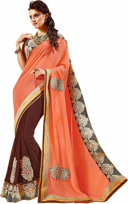 

Jiya Self Design, Embroidered, Embellished Fashion Georgette, Jute, Jacquard Saree(Orange, Brown, Multicolor), Brown;multicolor;orange