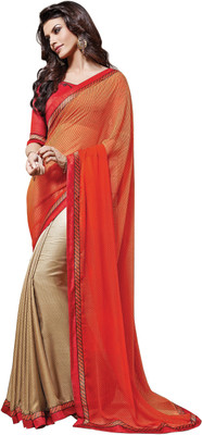 

Parisha Printed Fashion Chiffon Saree(Beige, Orange)