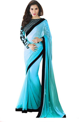

Fabaron Enterprise Plain Fashion Georgette Saree(Blue, Black, Cyan
