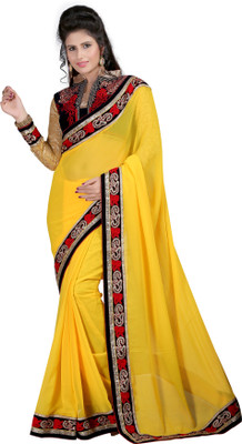 

Chirag Sarees Embroidered Bollywood Georgette Saree(Yellow)