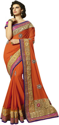 

Viva N Diva Embroidered Fashion Net, Georgette Saree(Orange)