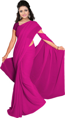 

Vardan Prints Plain Bollywood Chiffon Saree(Pink)