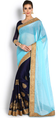

Soch Embroidered Fashion Chiffon Saree(Blue), Sky blue