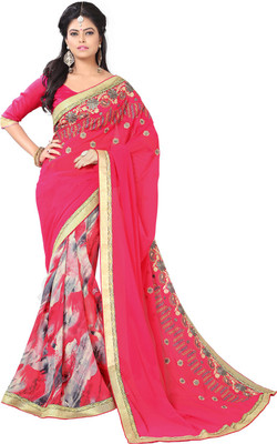 

Parisha Embroidered Daily Wear Georgette Saree(Pink, Multicolor)