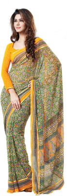

Cenizas Floral Print Fashion Chiffon Saree(Yellow)