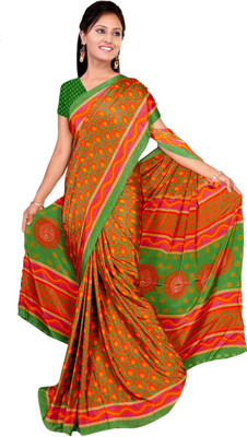 

Vardan Prints Printed Bollywood Crepe Saree(Green, Orange)