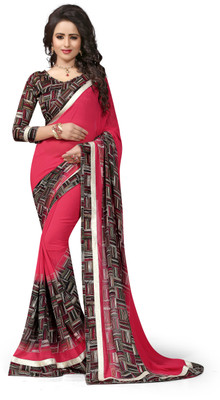 

Indianbeauty Self Design, Printed Bollywood Georgette Saree(Pink)