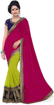 

Party Wear Dresses Embroidered Fashion Georgette Saree(Green)